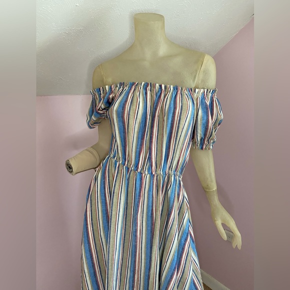 Scoop Off The Shoulder Linen Blend Dress - Picture 7 of 14